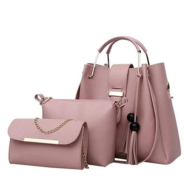 3 Pcs/Sets women leather handbags