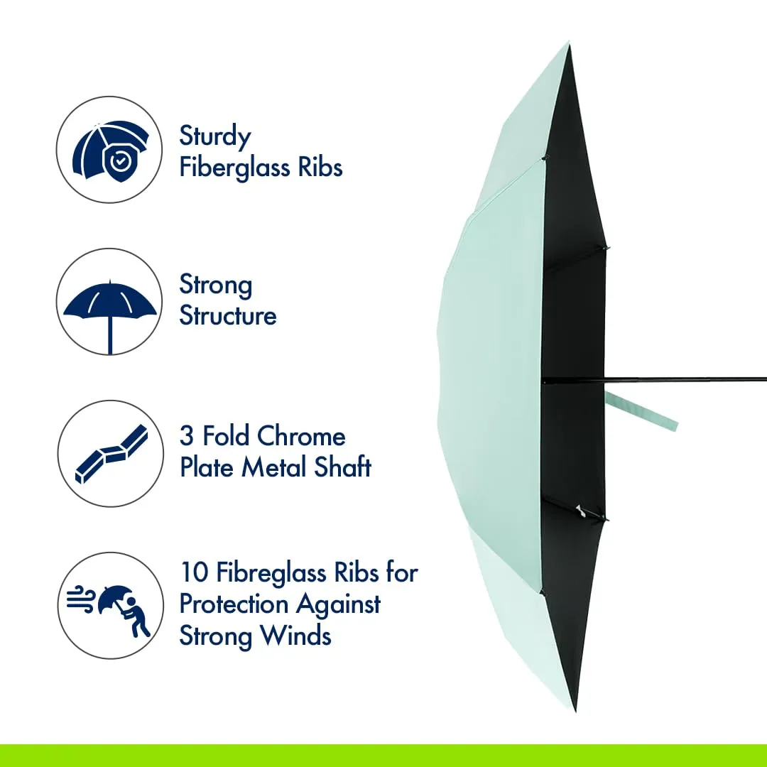 ABSORBIA Unisex 5 fold Umbrella with capsule cover for Rain & Sun Protection| Double Layer Folding Portable Umbrella With Cover| Green colour | Fancy and Easy to Travel | Open Diameter 97CM…