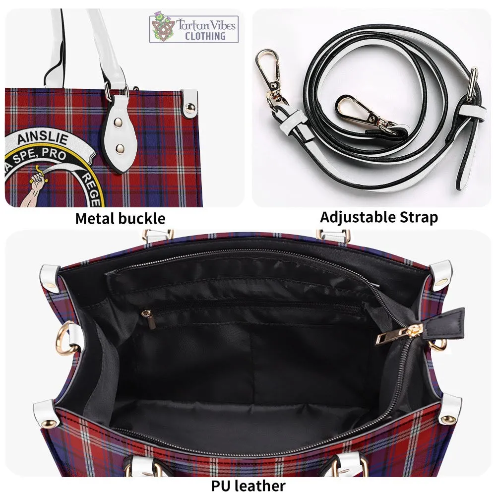 Ainslie Tartan Luxury Leather Handbags with Family Crest