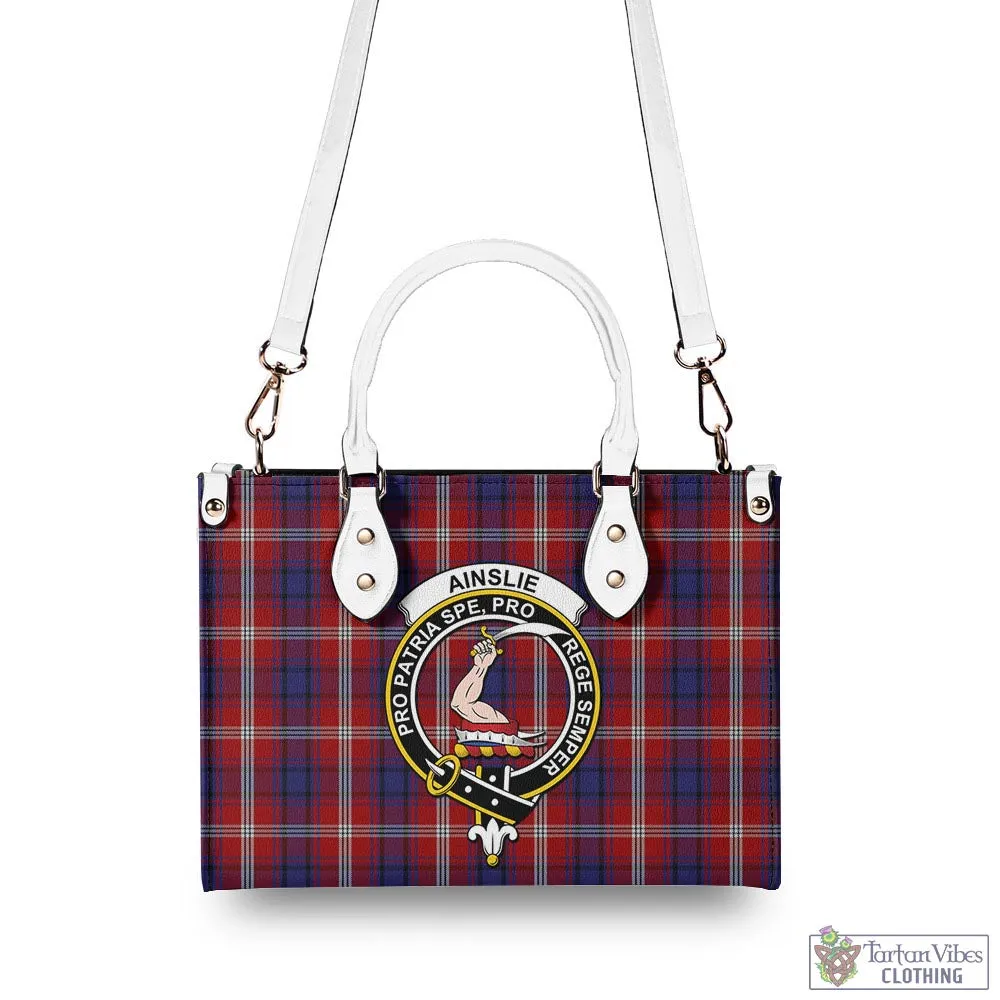 Ainslie Tartan Luxury Leather Handbags with Family Crest