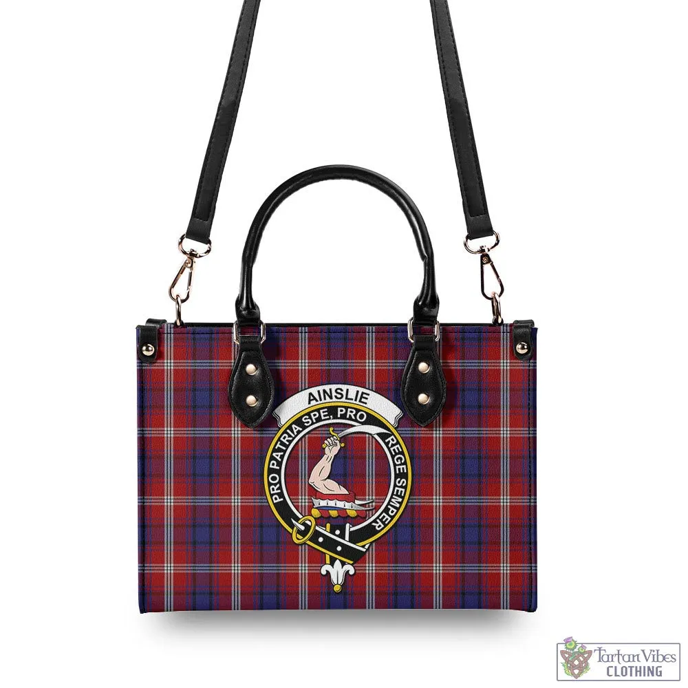 Ainslie Tartan Luxury Leather Handbags with Family Crest