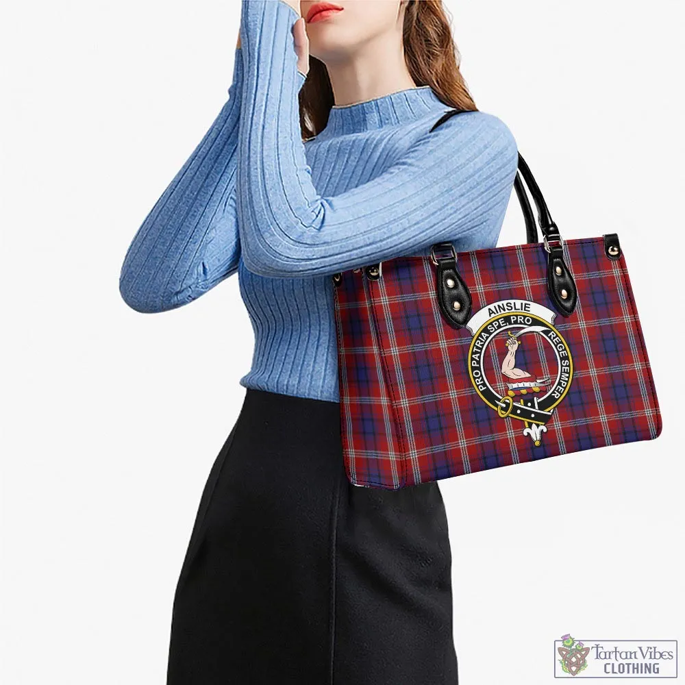 Ainslie Tartan Luxury Leather Handbags with Family Crest