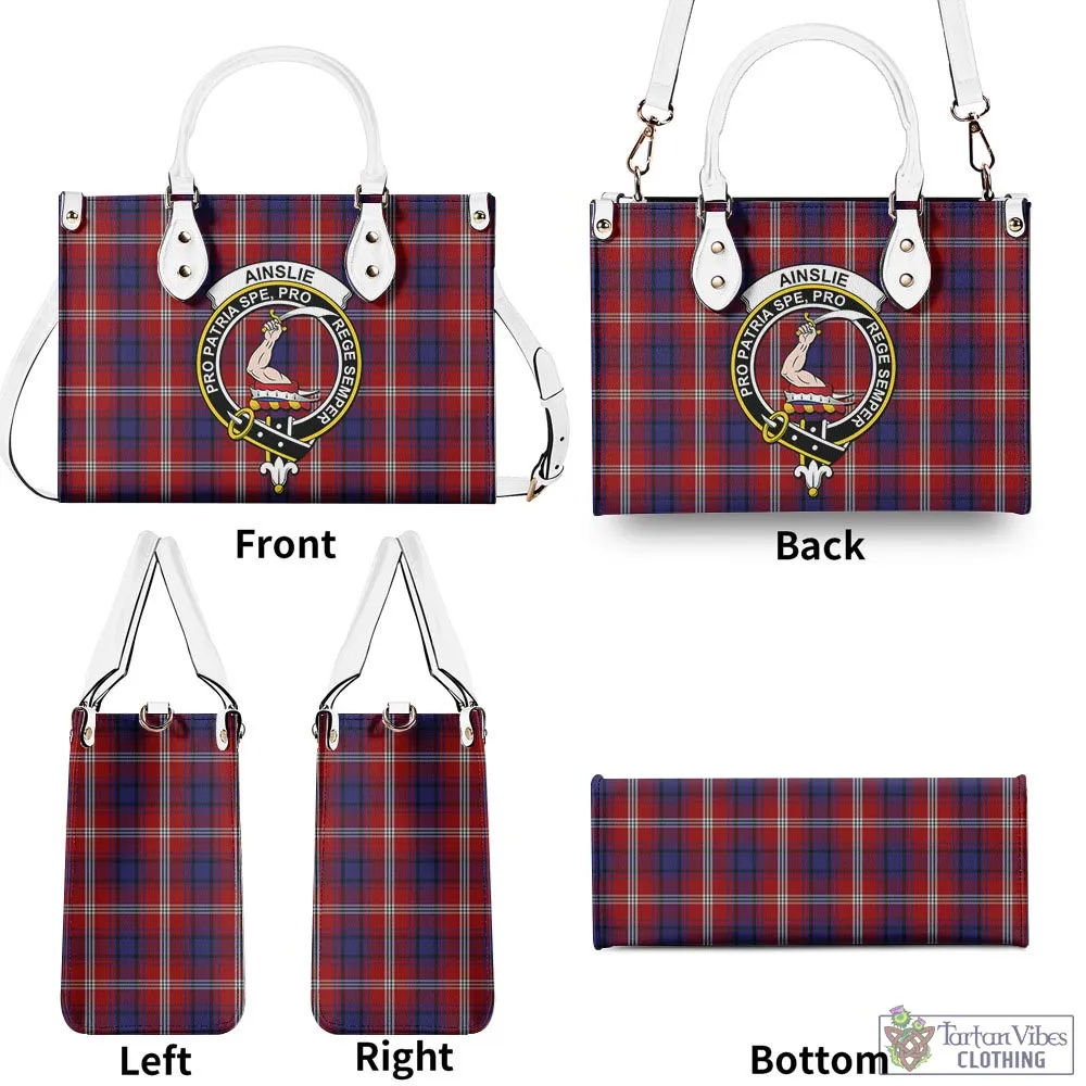 Ainslie Tartan Luxury Leather Handbags with Family Crest