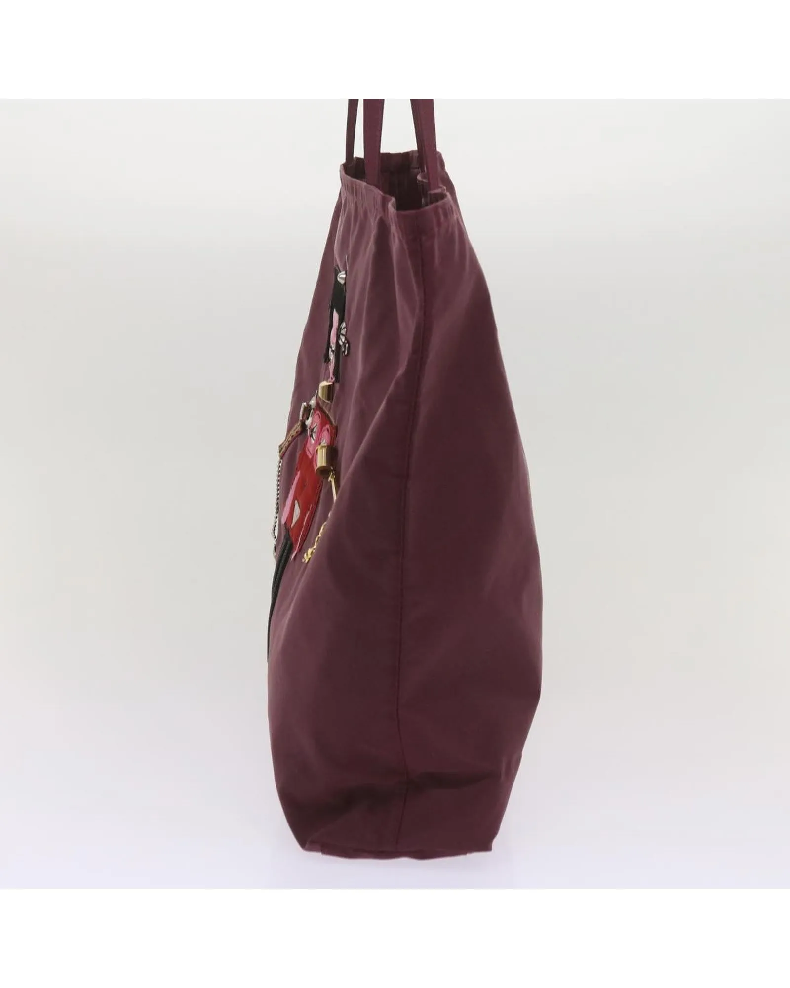 Authentic Nylon Prada Hand Bag in Wine Red and Purple