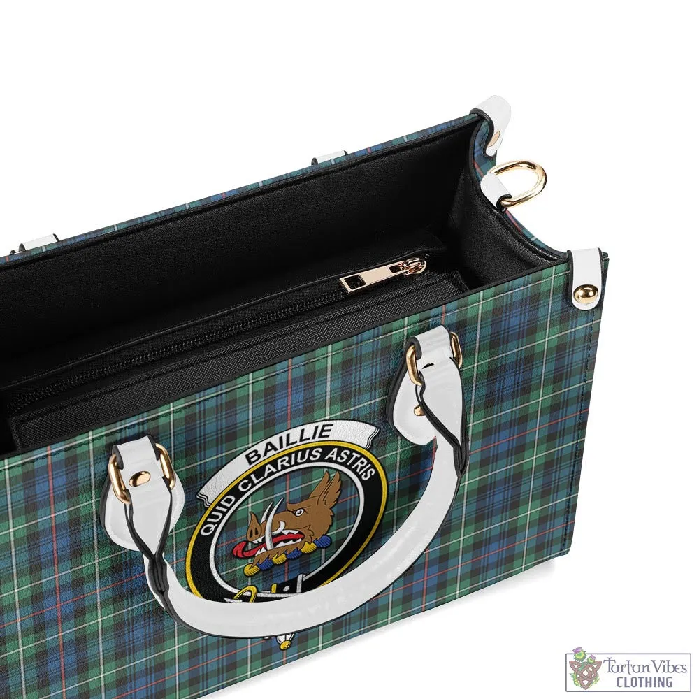 Baillie Ancient Tartan Luxury Leather Handbags with Family Crest