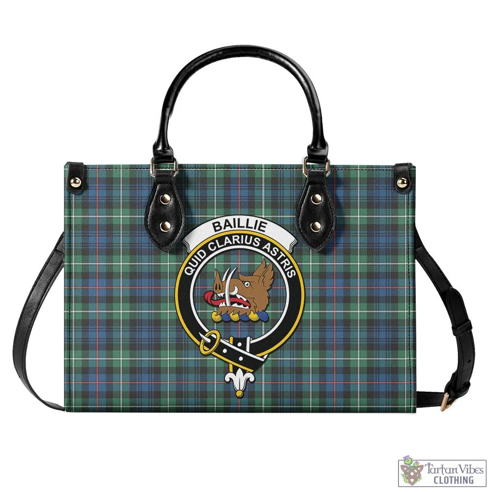 Baillie Ancient Tartan Luxury Leather Handbags with Family Crest