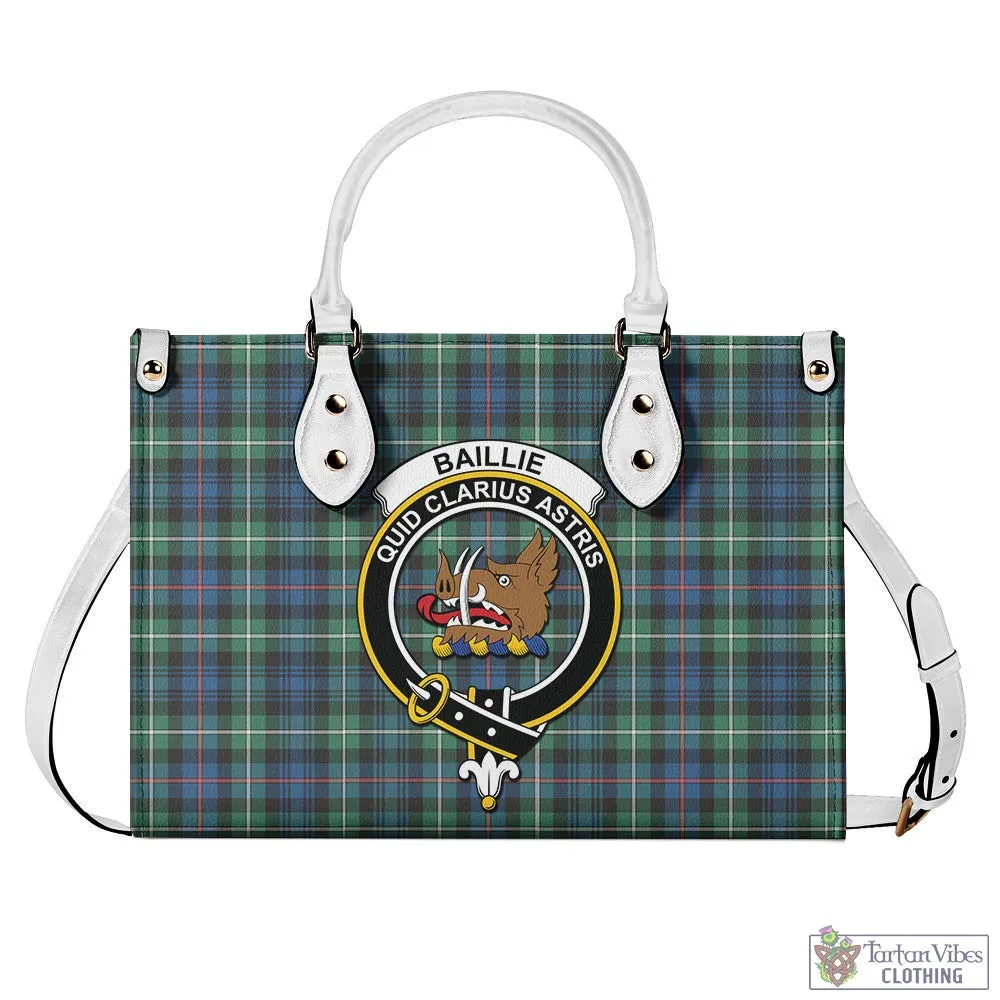 Baillie Ancient Tartan Luxury Leather Handbags with Family Crest