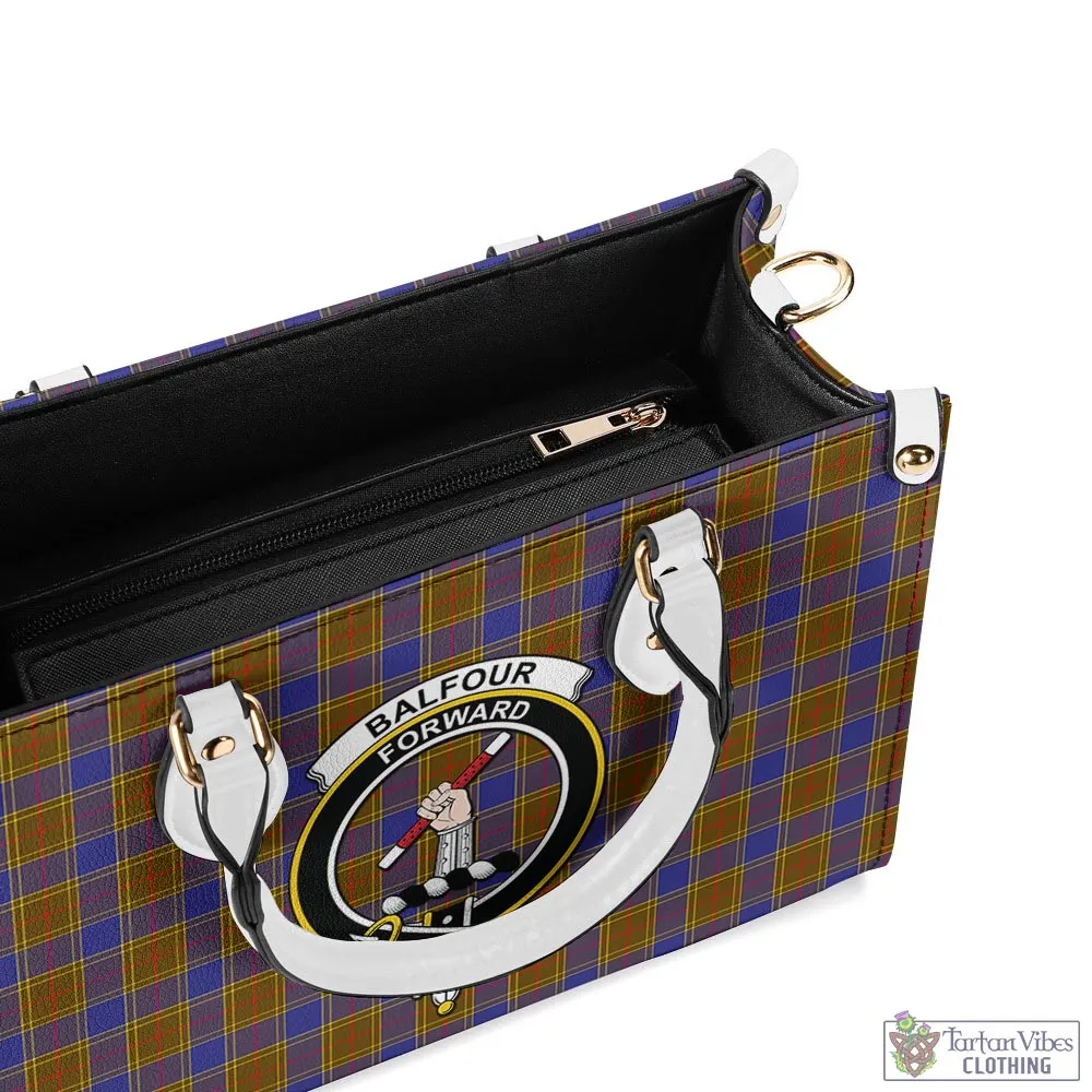 Balfour Tartan Luxury Leather Handbags with Family Crest