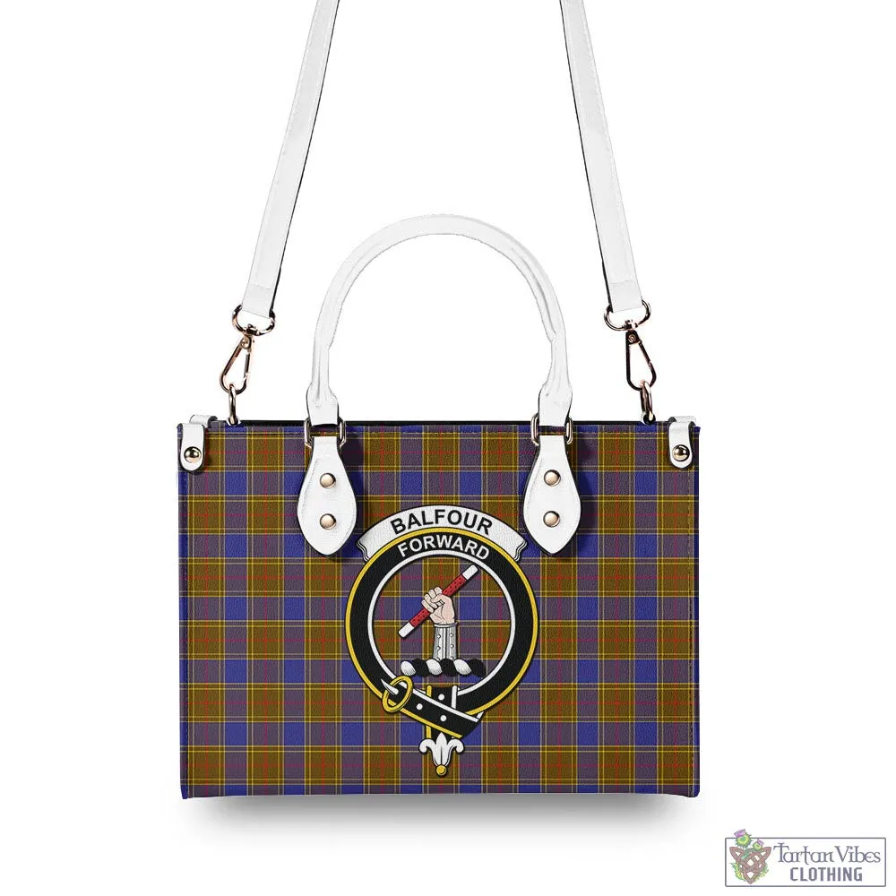 Balfour Tartan Luxury Leather Handbags with Family Crest