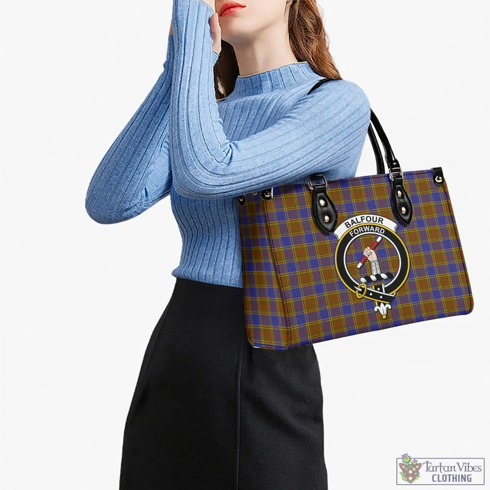 Balfour Tartan Luxury Leather Handbags with Family Crest