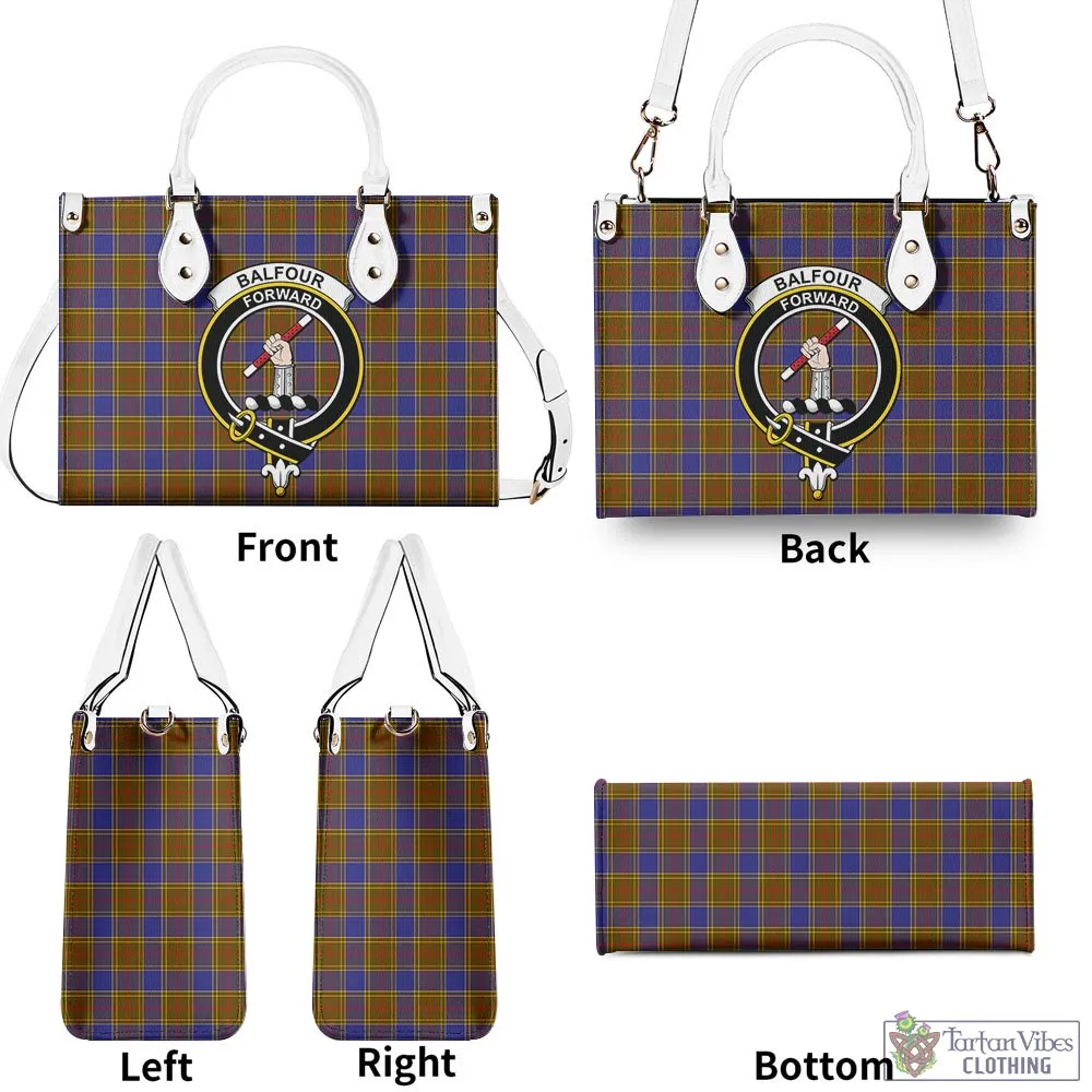 Balfour Tartan Luxury Leather Handbags with Family Crest