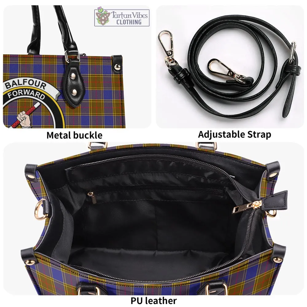 Balfour Tartan Luxury Leather Handbags with Family Crest