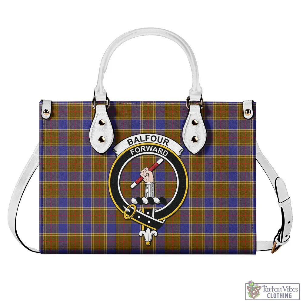 Balfour Tartan Luxury Leather Handbags with Family Crest