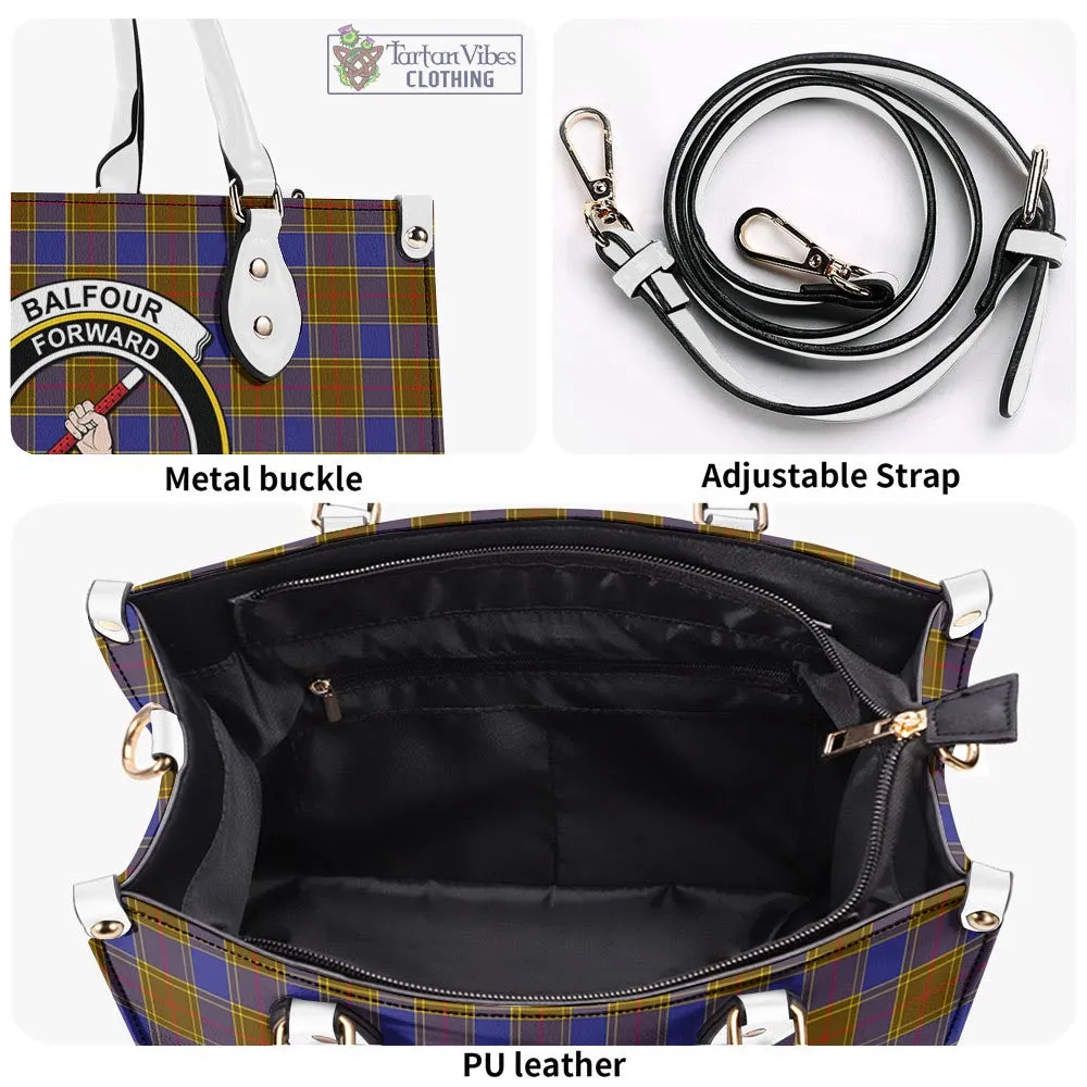 Balfour Tartan Luxury Leather Handbags with Family Crest