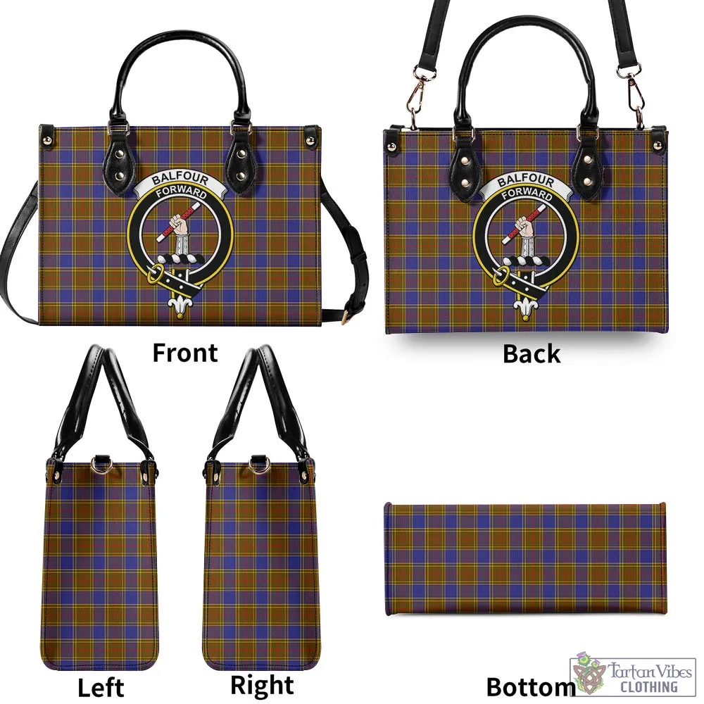 Balfour Tartan Luxury Leather Handbags with Family Crest