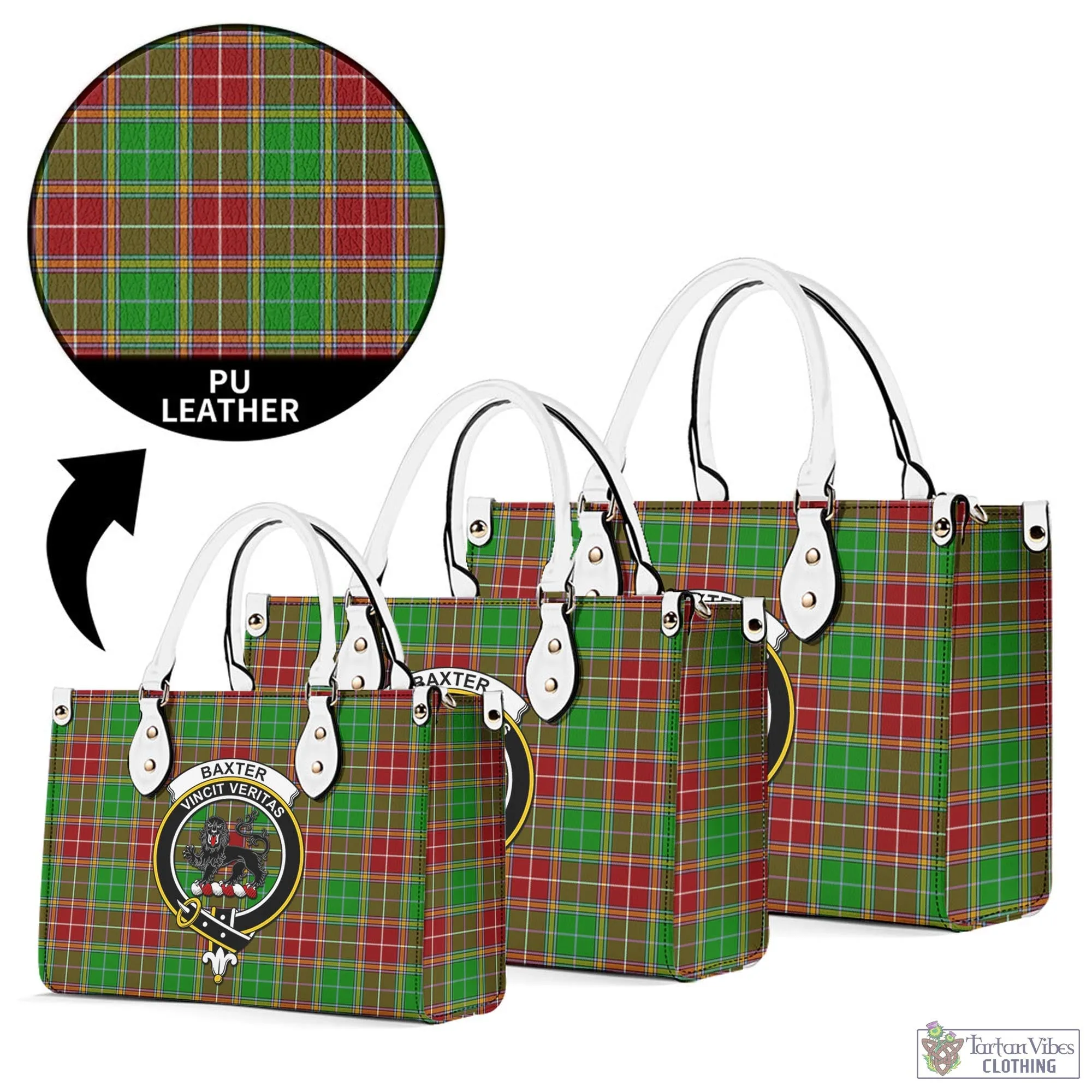 Baxter Modern Tartan Luxury Leather Handbags with Family Crest