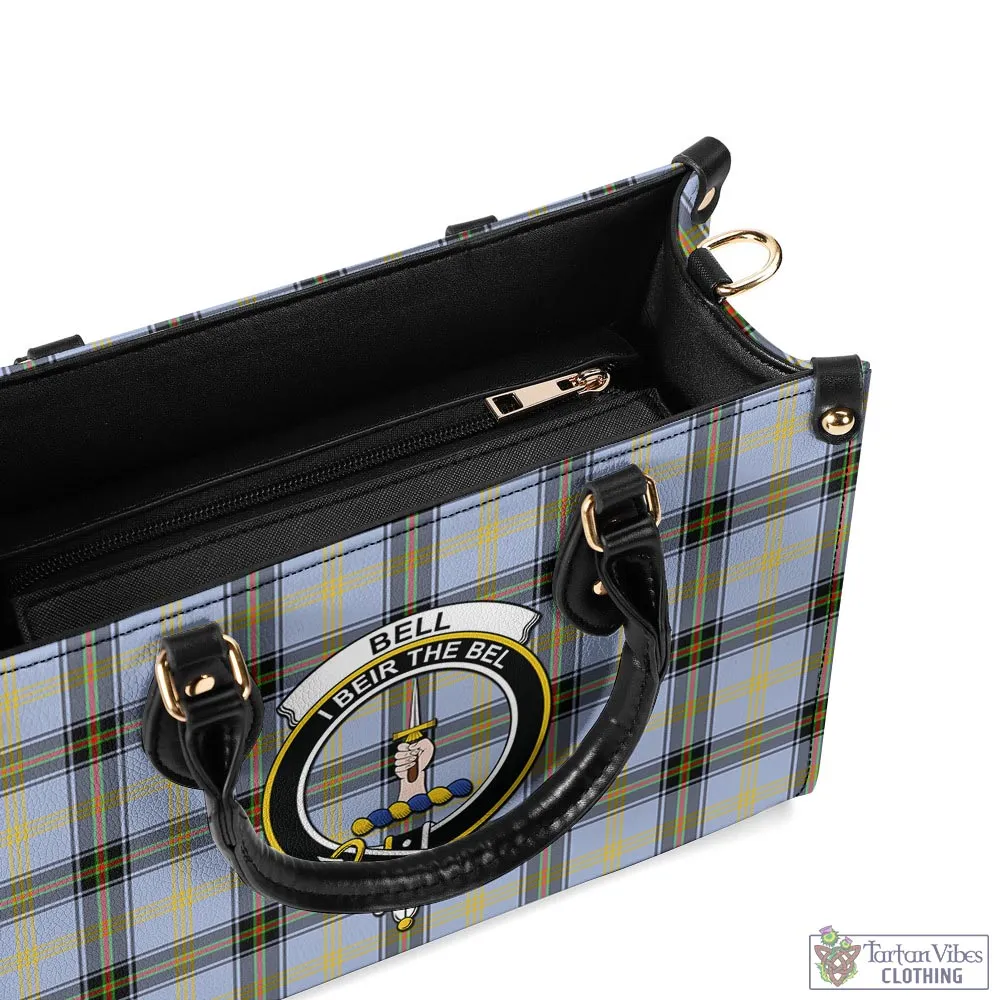 Bell Tartan Luxury Leather Handbags with Family Crest