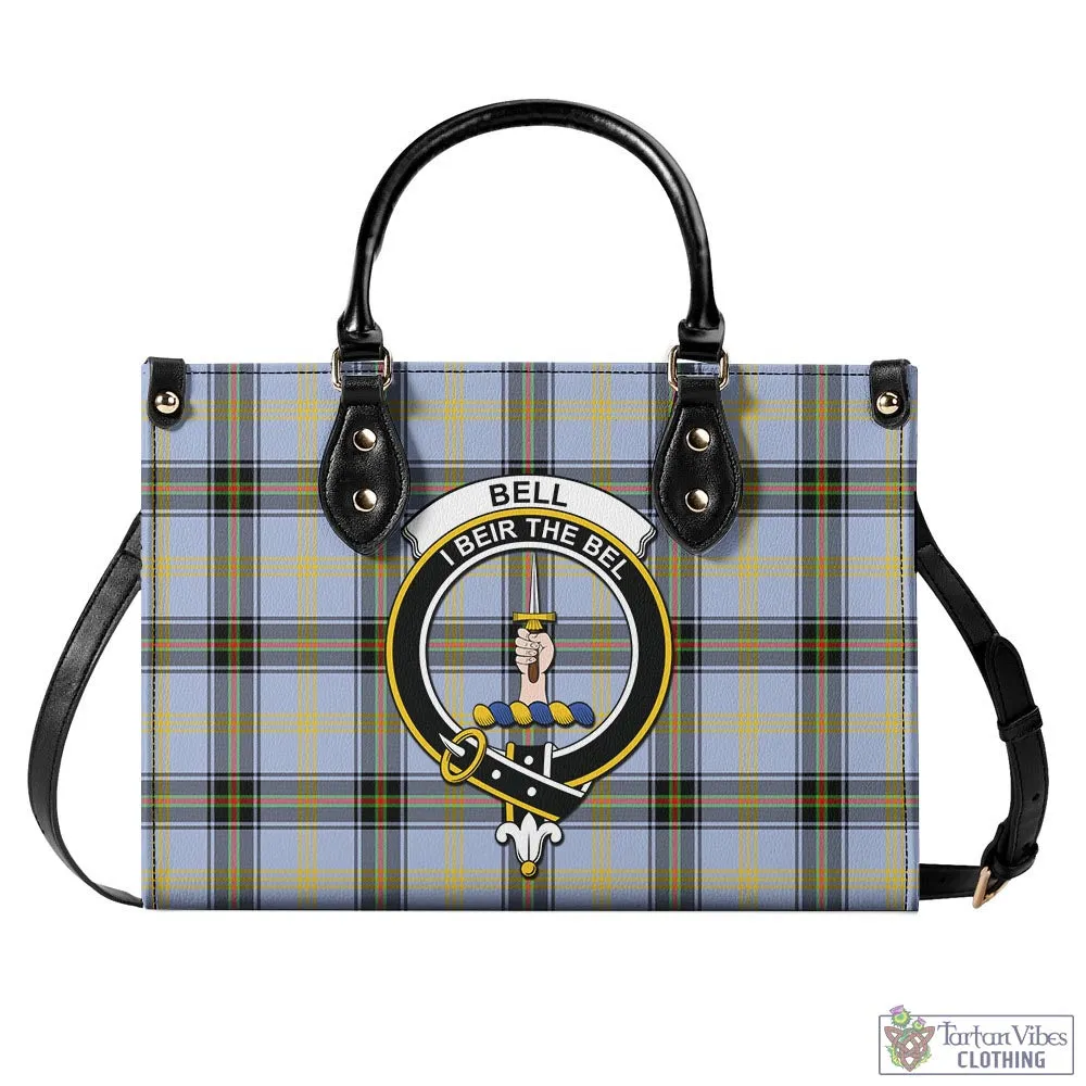 Bell Tartan Luxury Leather Handbags with Family Crest