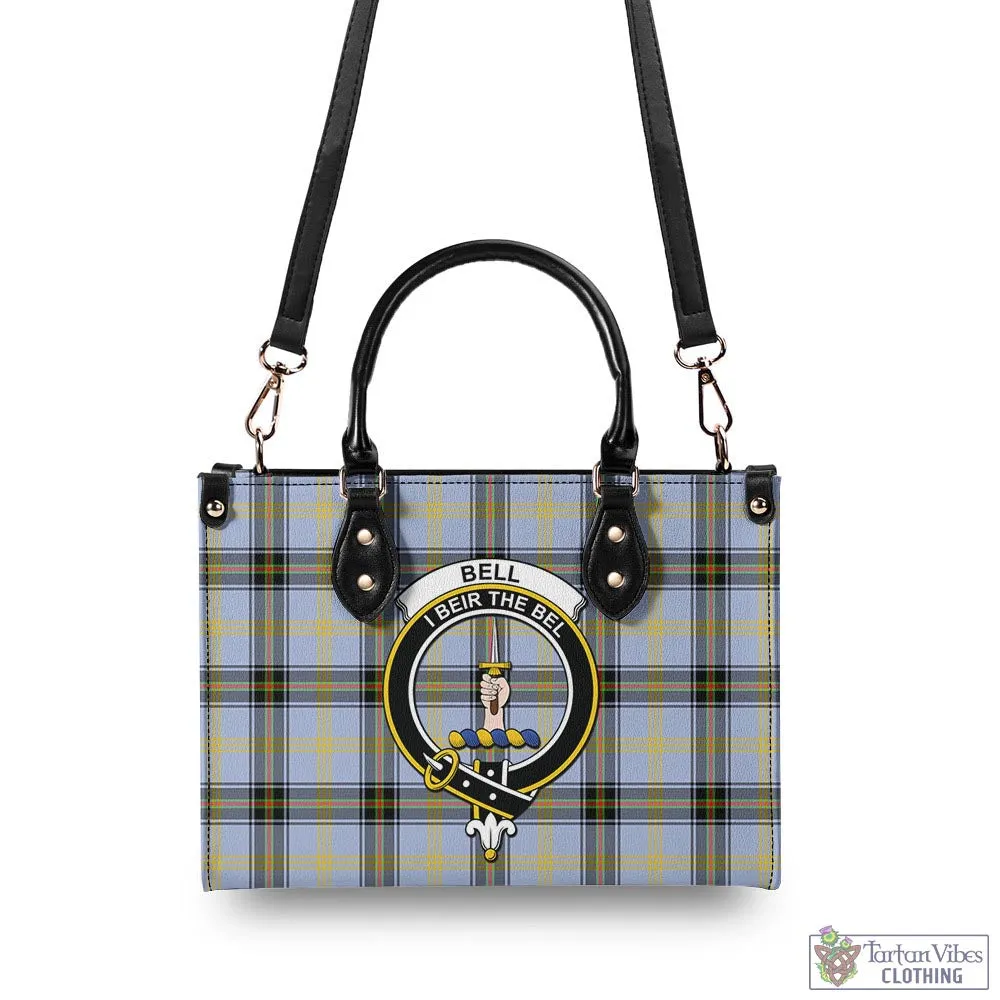 Bell Tartan Luxury Leather Handbags with Family Crest