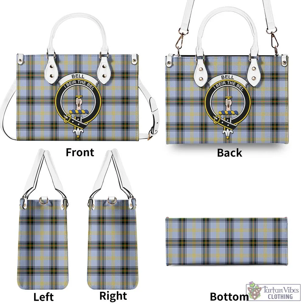 Bell Tartan Luxury Leather Handbags with Family Crest