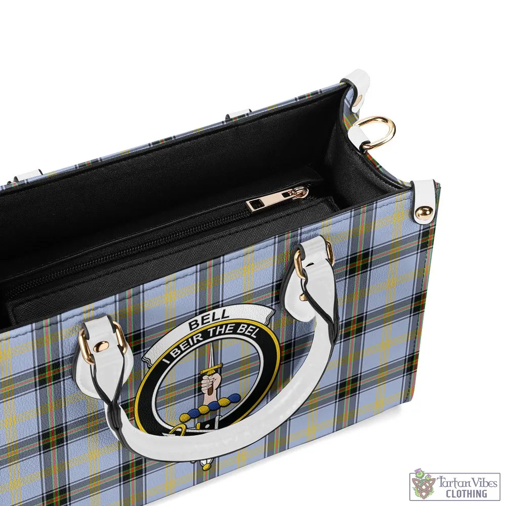 Bell Tartan Luxury Leather Handbags with Family Crest