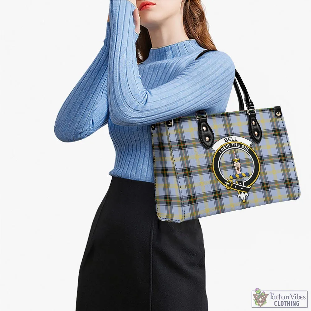 Bell Tartan Luxury Leather Handbags with Family Crest