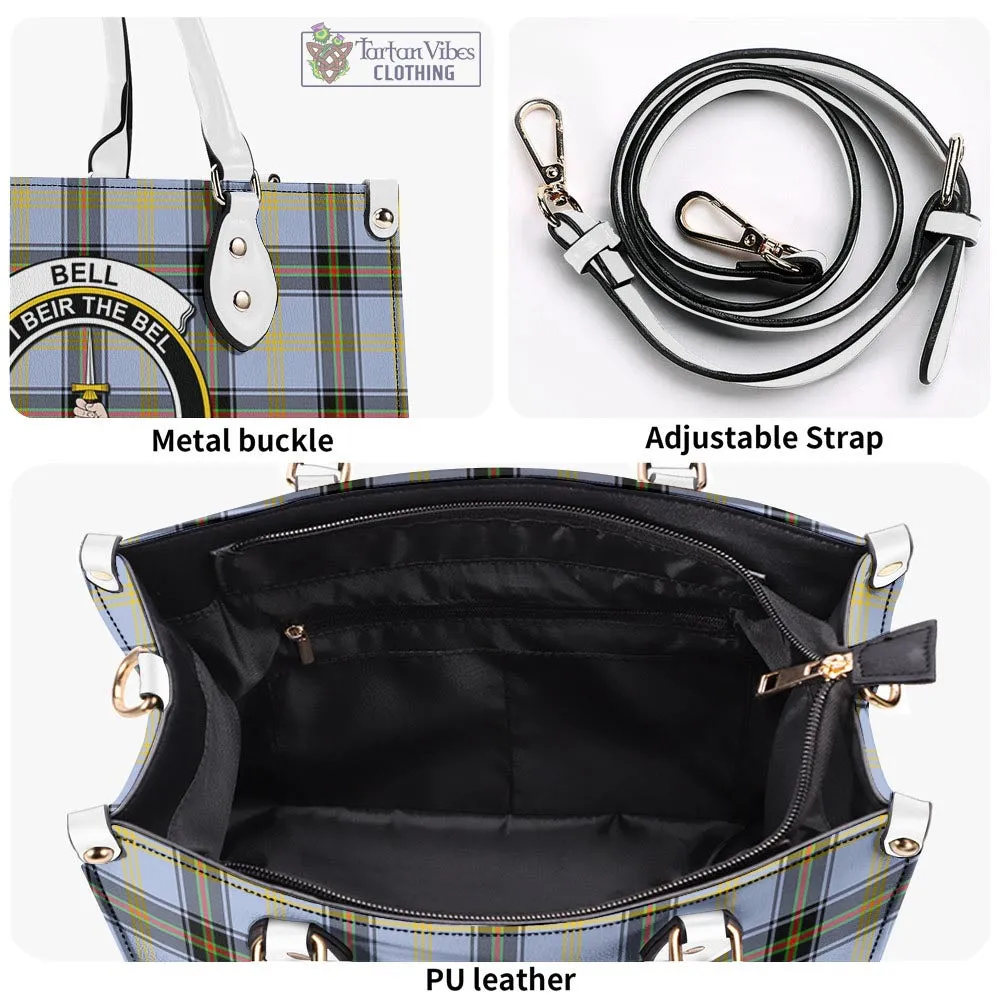 Bell Tartan Luxury Leather Handbags with Family Crest