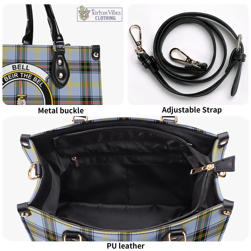 Bell Tartan Luxury Leather Handbags with Family Crest