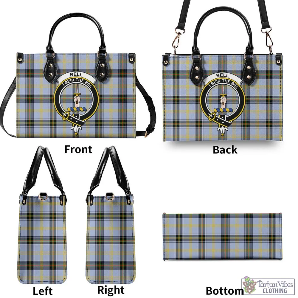 Bell Tartan Luxury Leather Handbags with Family Crest