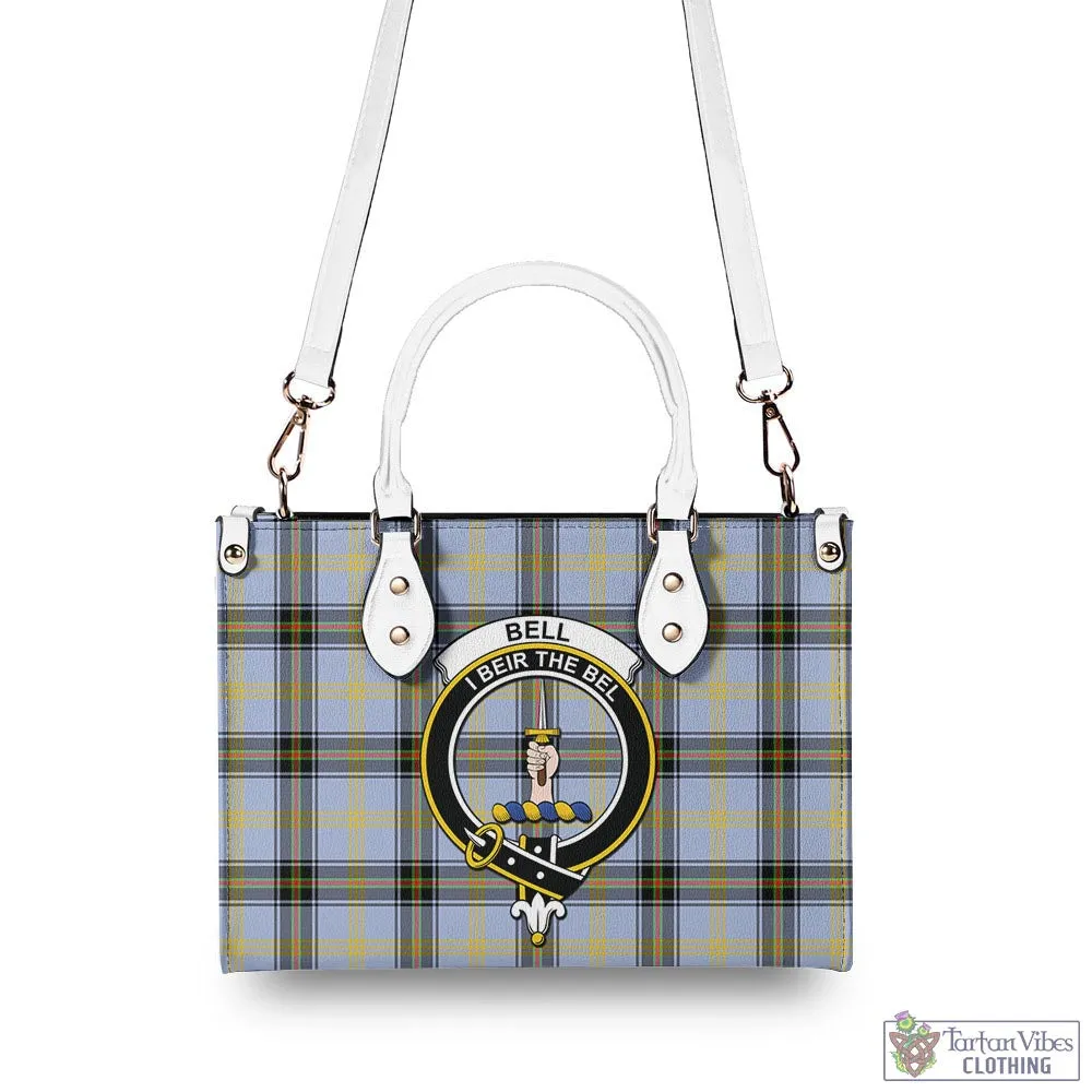 Bell Tartan Luxury Leather Handbags with Family Crest