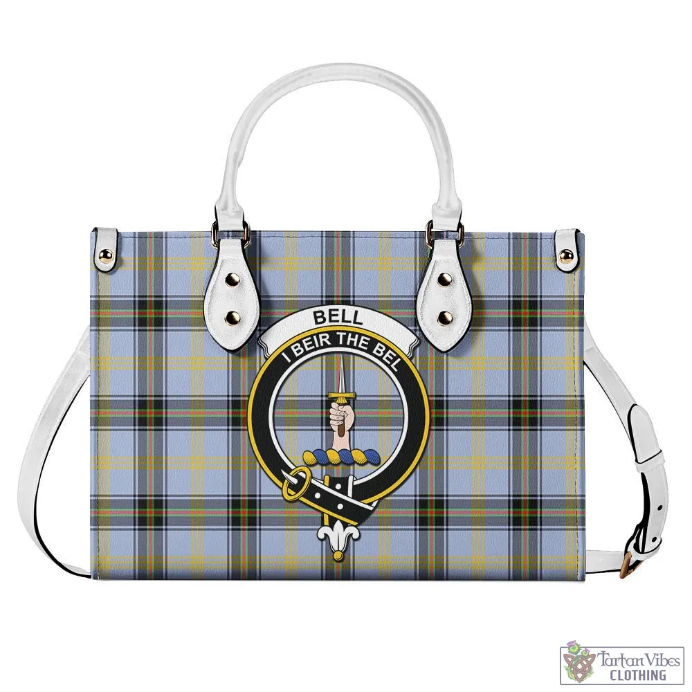 Bell Tartan Luxury Leather Handbags with Family Crest