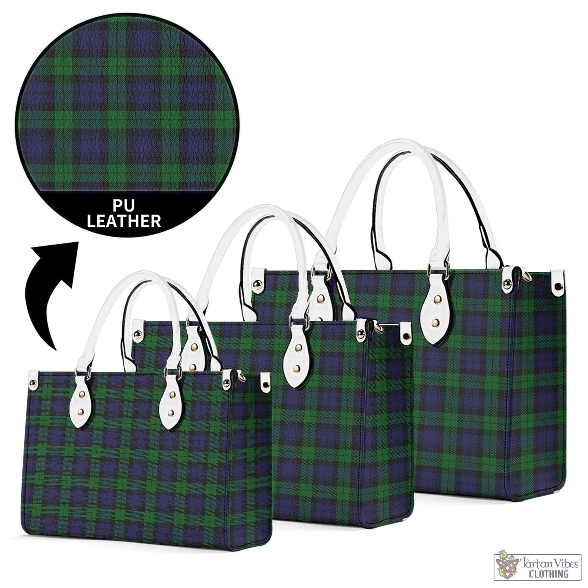 Black Watch Tartan Luxury Leather Handbags