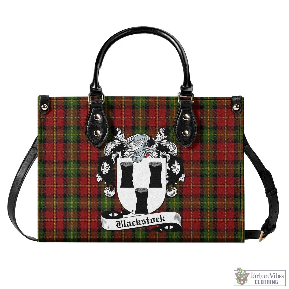 Blackstock Red Dress Tartan Luxury Leather Handbags with Family Crest