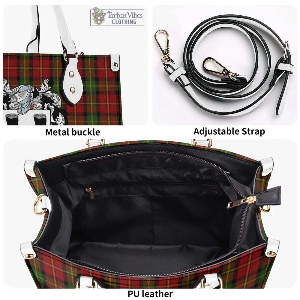 Blackstock Red Dress Tartan Luxury Leather Handbags with Family Crest