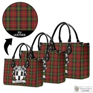 Blackstock Red Dress Tartan Luxury Leather Handbags with Family Crest