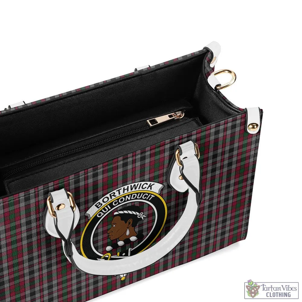 Borthwick Tartan Luxury Leather Handbags with Family Crest