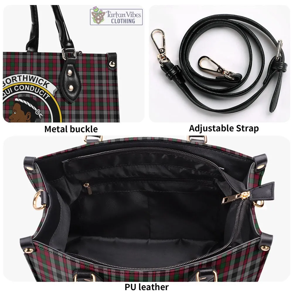 Borthwick Tartan Luxury Leather Handbags with Family Crest