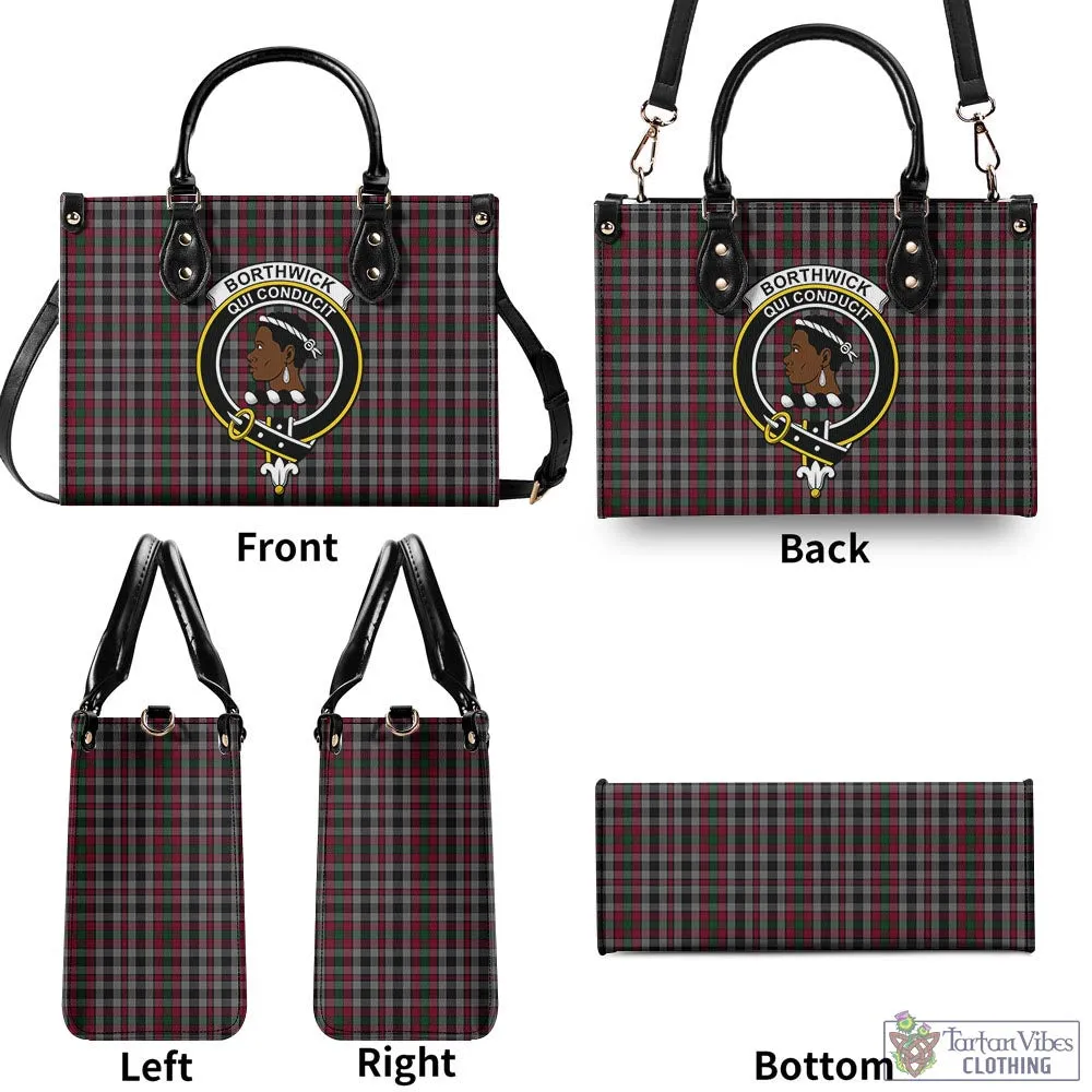 Borthwick Tartan Luxury Leather Handbags with Family Crest