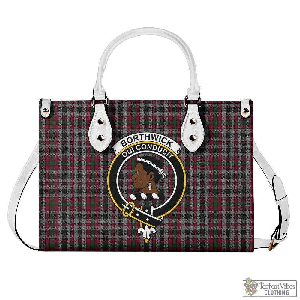 Borthwick Tartan Luxury Leather Handbags with Family Crest