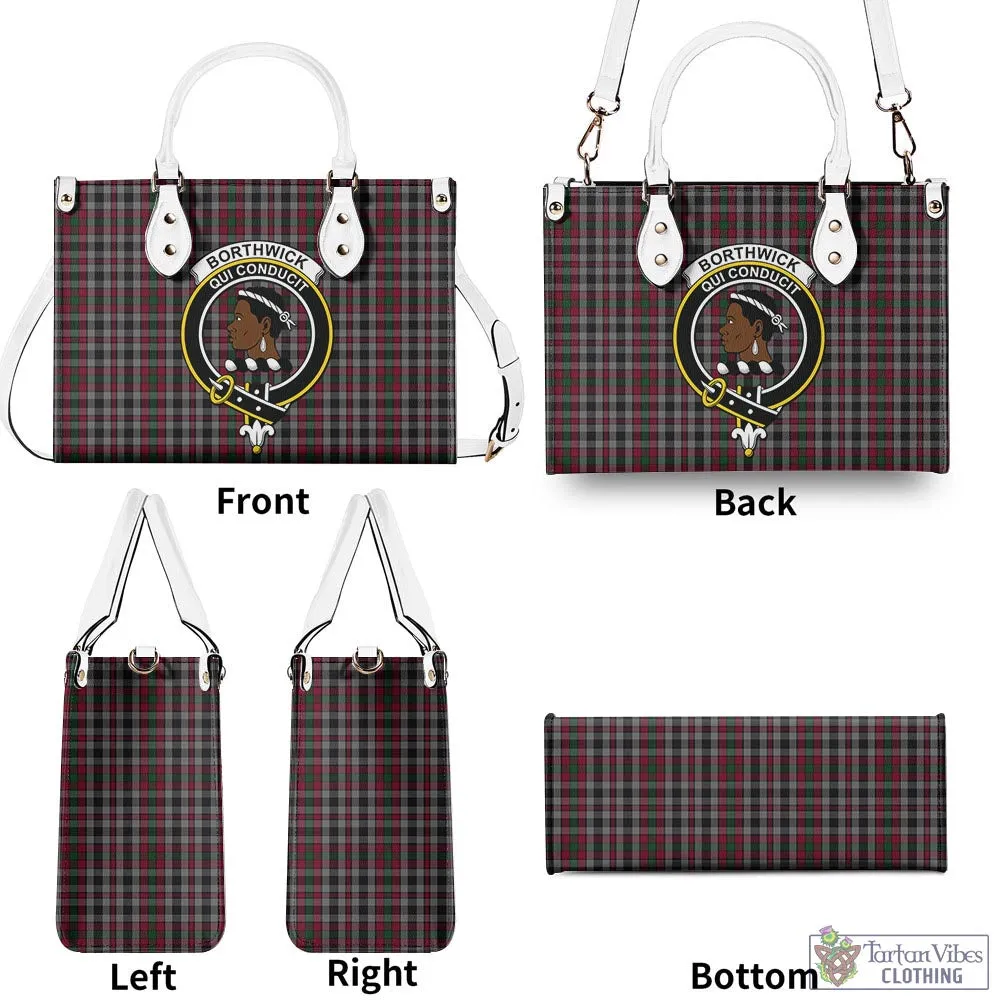 Borthwick Tartan Luxury Leather Handbags with Family Crest