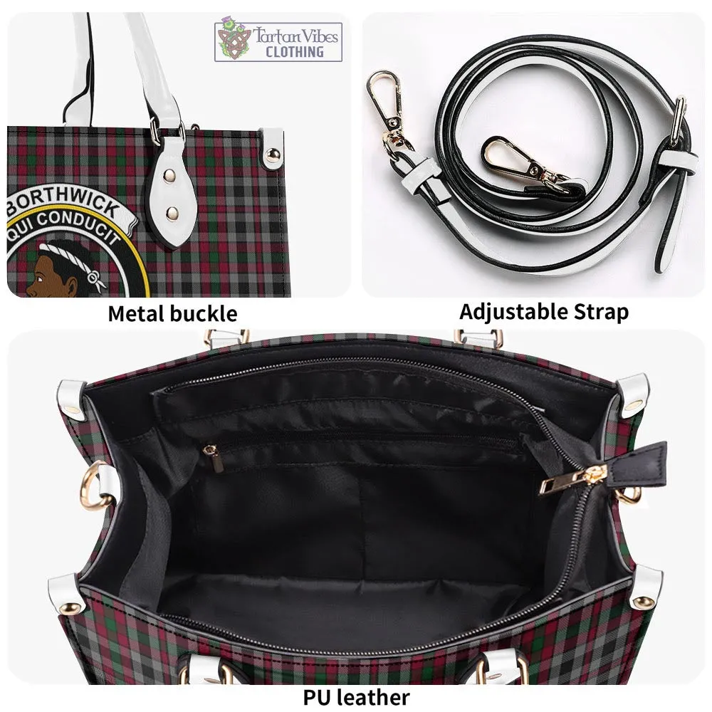 Borthwick Tartan Luxury Leather Handbags with Family Crest