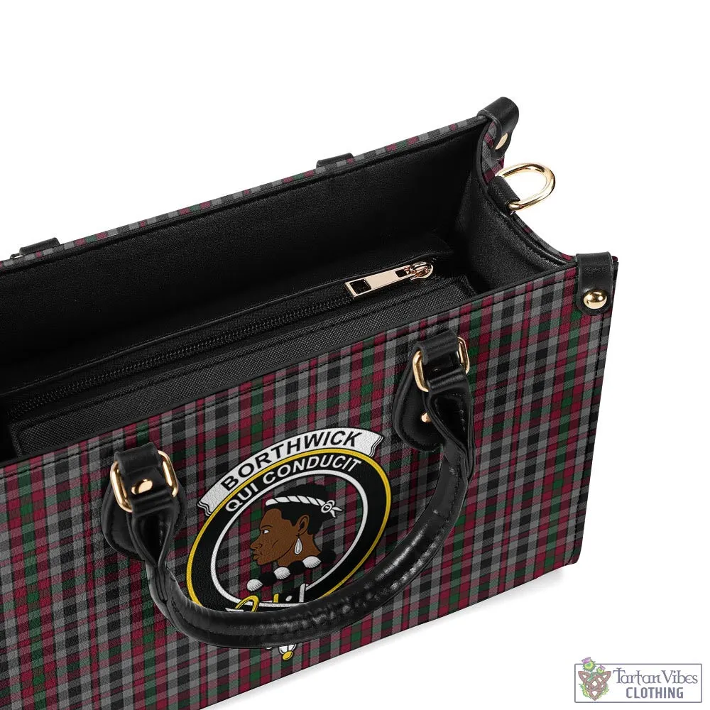 Borthwick Tartan Luxury Leather Handbags with Family Crest