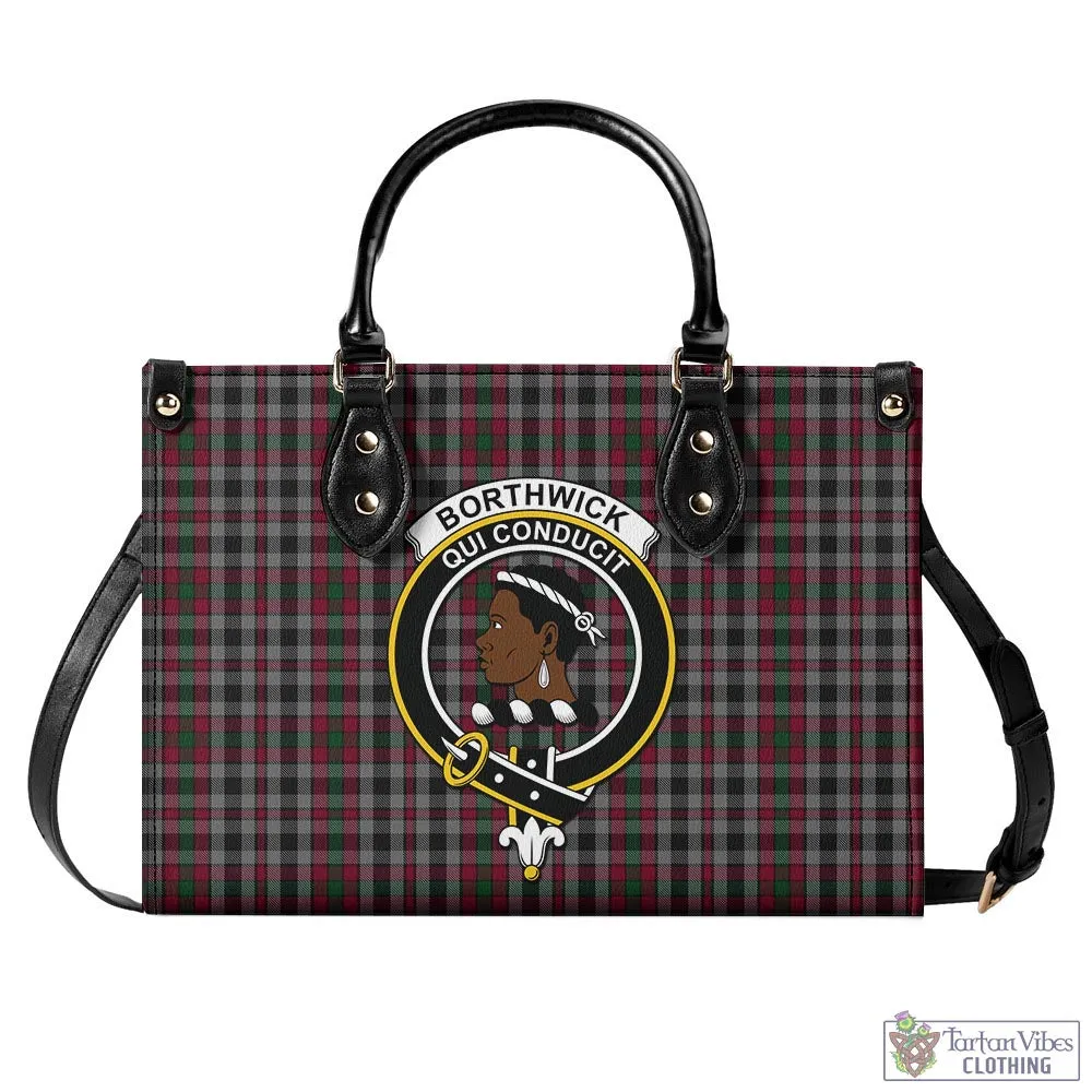 Borthwick Tartan Luxury Leather Handbags with Family Crest