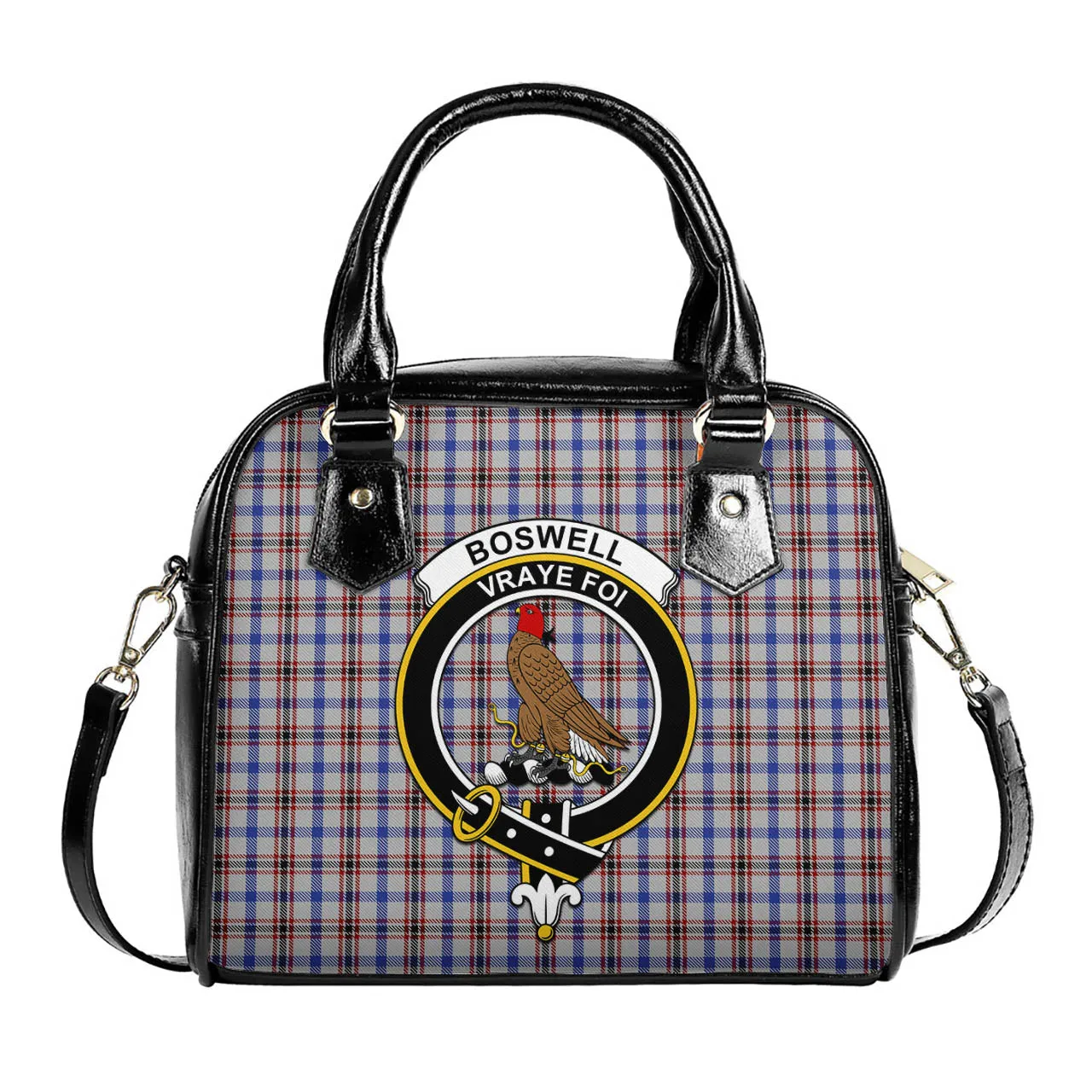 Boswell Tartan Shoulder Handbags with Family Crest