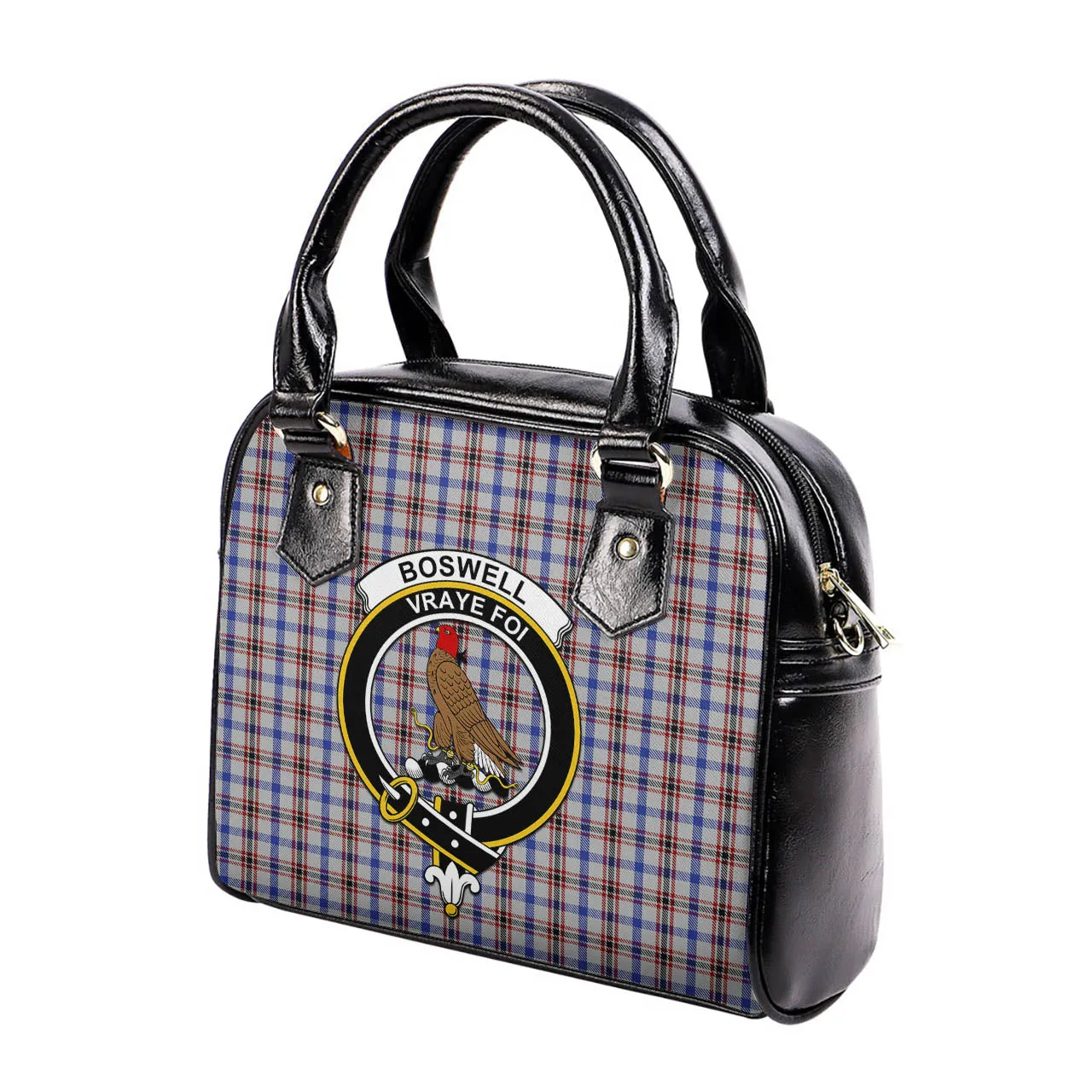 Boswell Tartan Shoulder Handbags with Family Crest