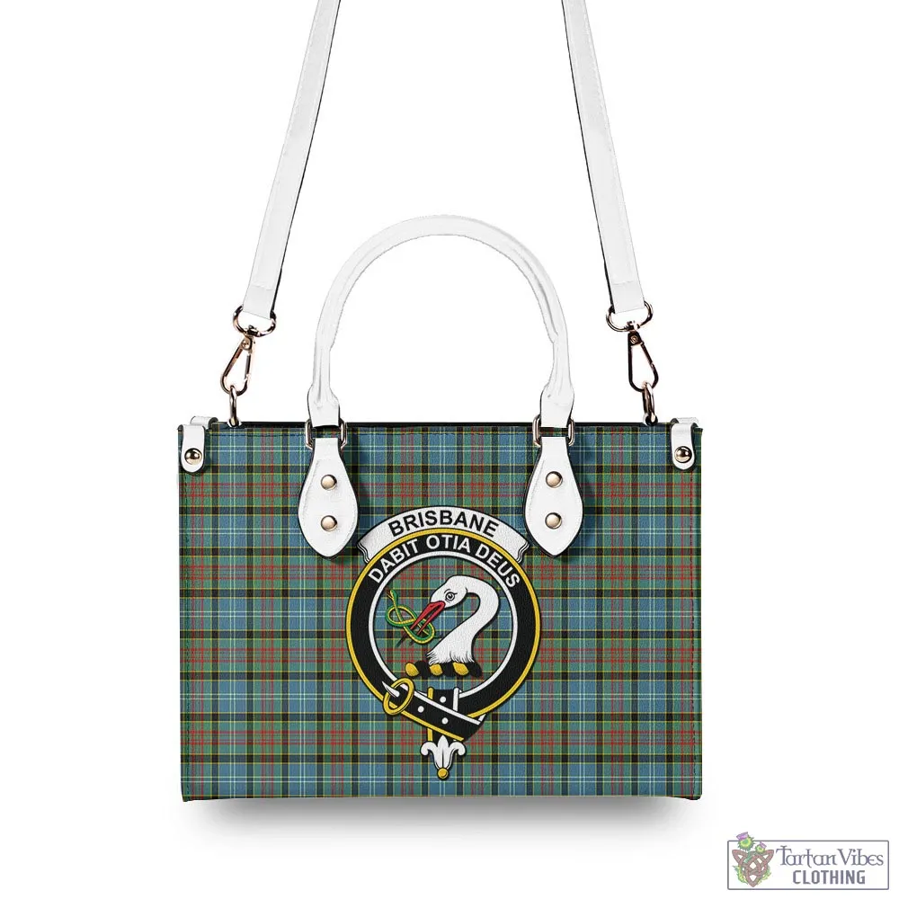 Brisbane Tartan Luxury Leather Handbags with Family Crest