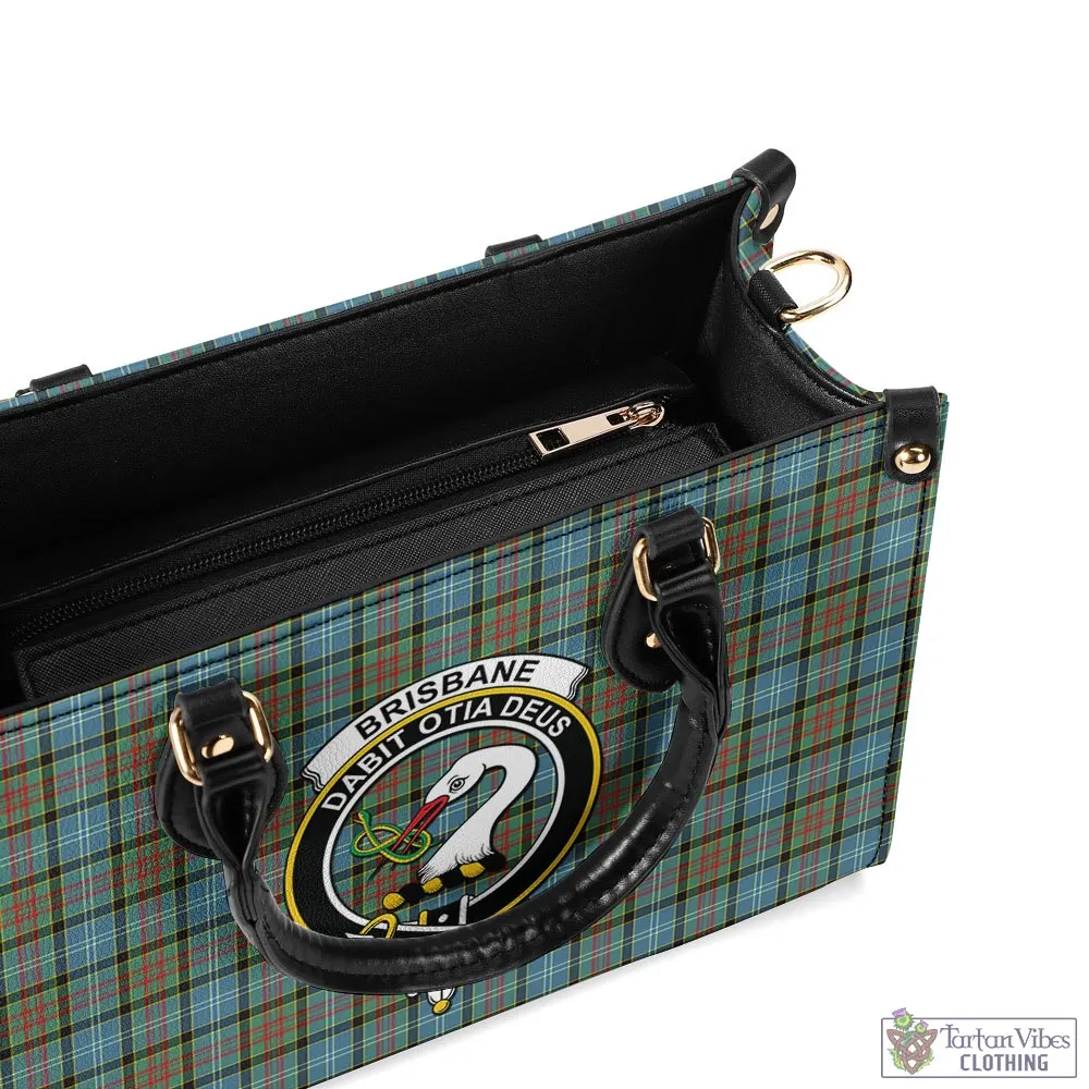 Brisbane Tartan Luxury Leather Handbags with Family Crest