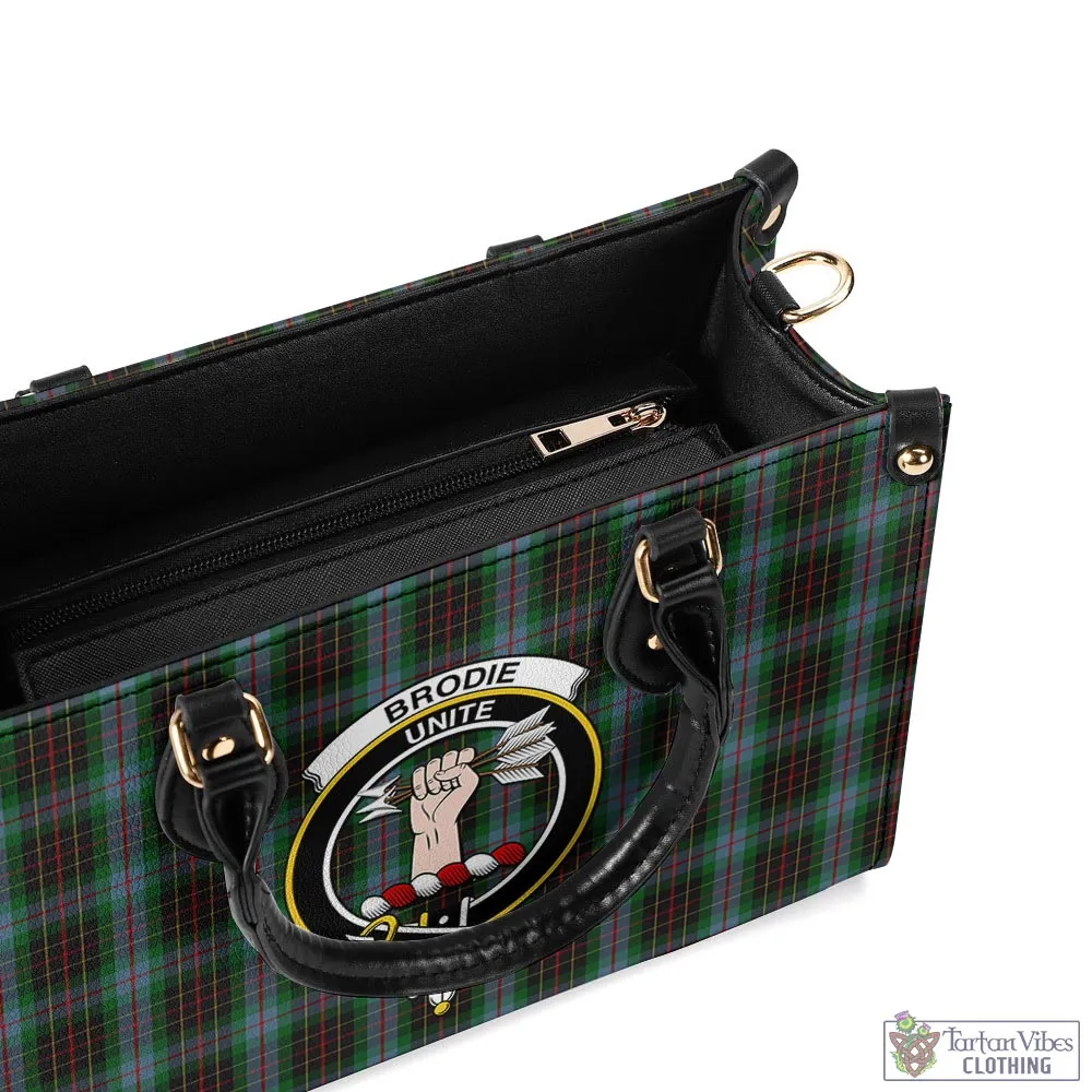 Brodie Hunting Tartan Luxury Leather Handbags with Family Crest