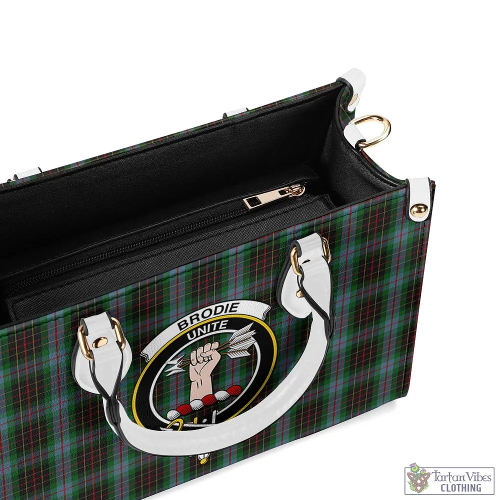 Brodie Hunting Tartan Luxury Leather Handbags with Family Crest