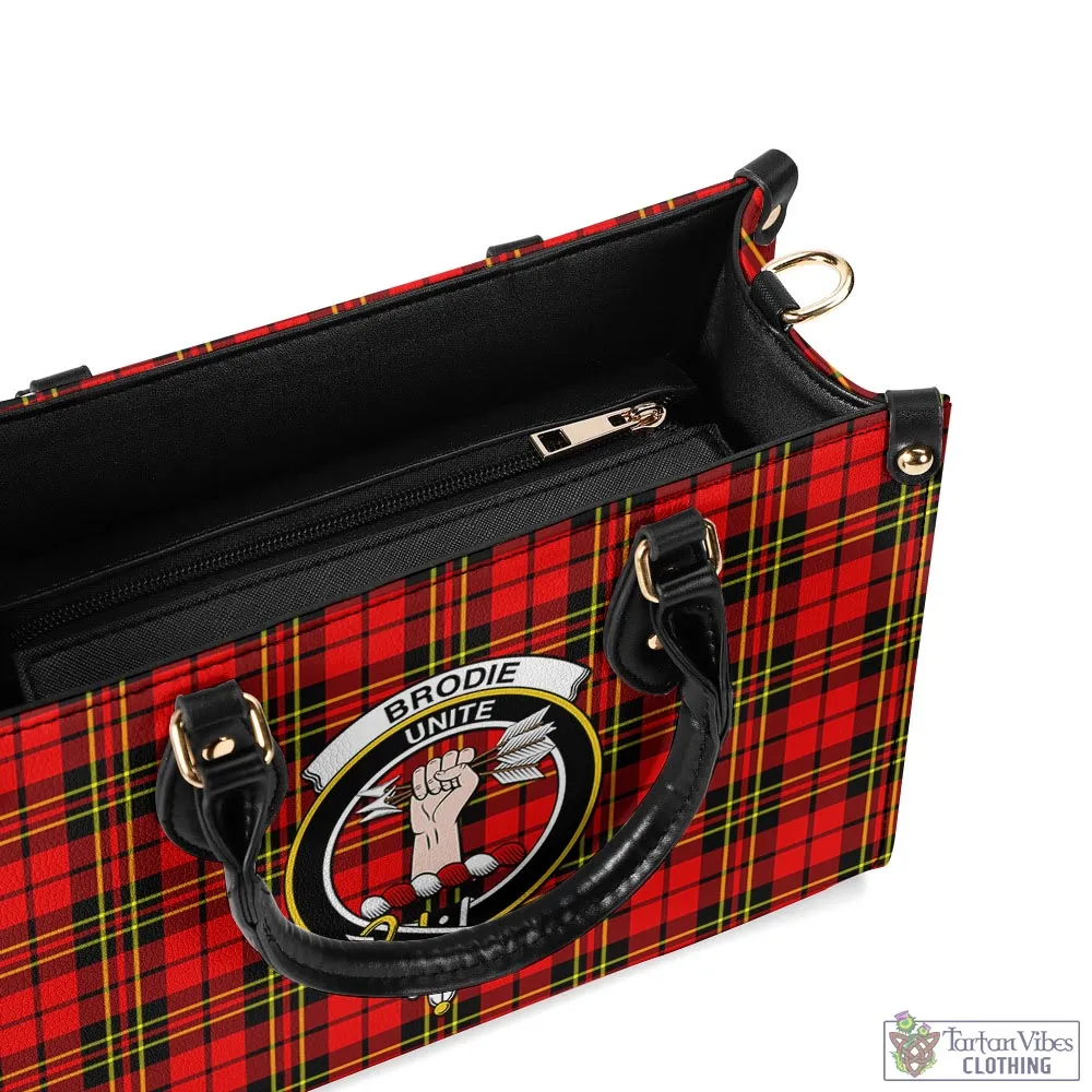 Brodie Modern Tartan Luxury Leather Handbags with Family Crest